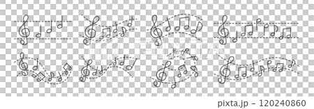 音符と楽譜のカットイラストセット 音符と楽譜のカットイラストセット 120240860