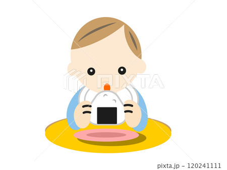 おにぎりを食べる赤ちゃん 120241111