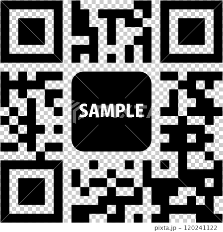 Dummy QR code black with SAMPLE text 120241122