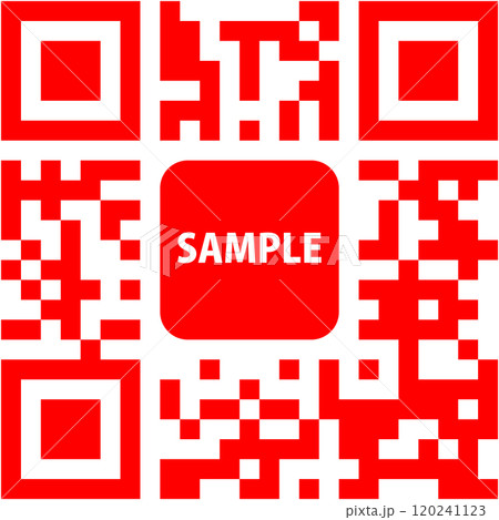 ダミーQRコード レッド SAMPLE文字入り 120241123
