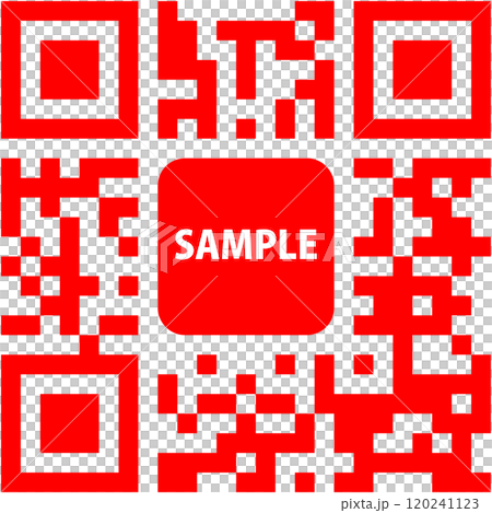 Dummy QR code red with SAMPLE text 120241123