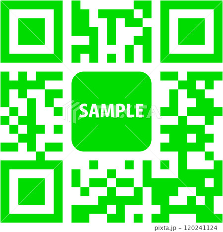 ダミーQRコード グリーン SAMPLE文字入り 120241124