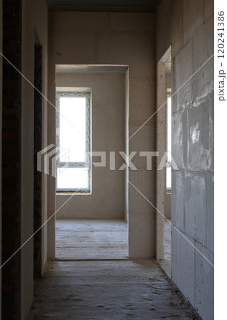 Planing renovation work in a house. New unfinished apartment. Planing renovation work in a house. New unfinished apartment. 120241386