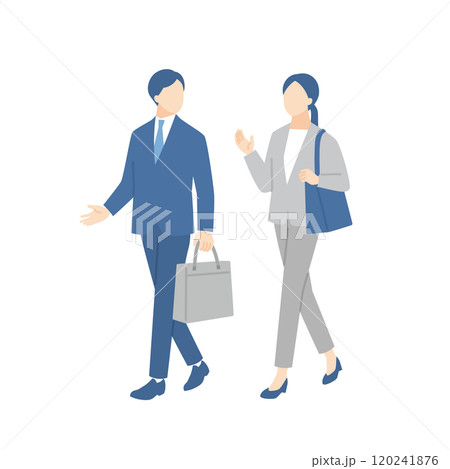 通勤中に会話をしているビジネスパーソン 通勤中に会話をしているビジネスパーソン 120241876