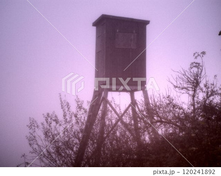 old abandoned lighthouse on the background of the night 120241892