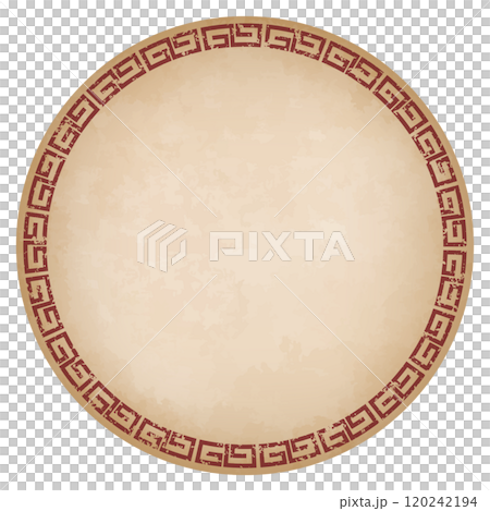 Chinese style circular frame, old paper style, grunge, vintage 120242194