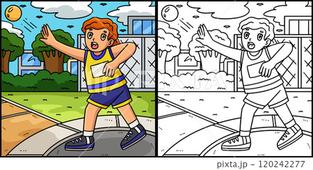 Track and Field Female Putting Shot Illustration 120242277