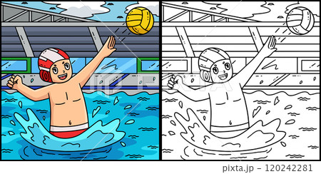 Water Polo Player Passing the Ball Illustration 120242281