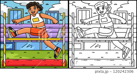 Track and Field Female High Jumping Illustration Track and Field Female High Jumping Illustration 120242306