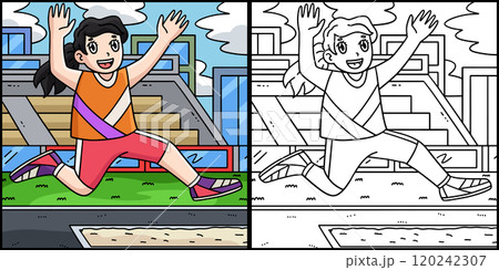 Track and Field Female Long jumping Illustration Track and Field Female Long jumping Illustration 120242307