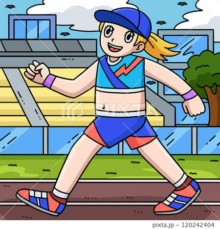 Track and Field Female Race Walking Colored Track and Field Female Race Walking Colored 120242404