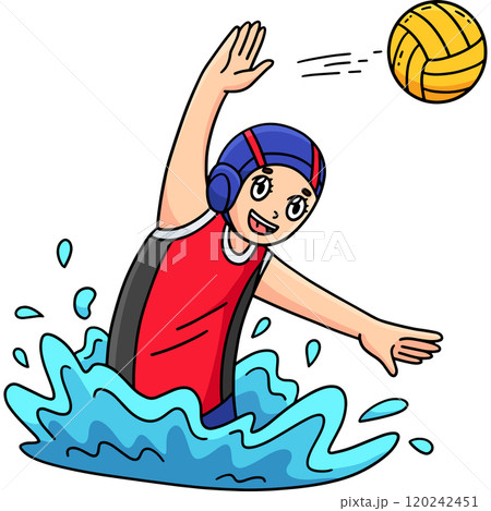 Water Polo Female Player Passing the Ball Clipart Water Polo Female Player Passing the Ball Clipart 120242451