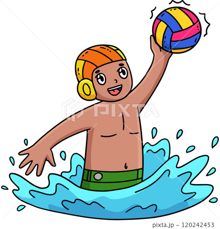 Water Polo Player Catching Ball Cartoon Clipart Water Polo Player Catching Ball Cartoon Clipart 120242453