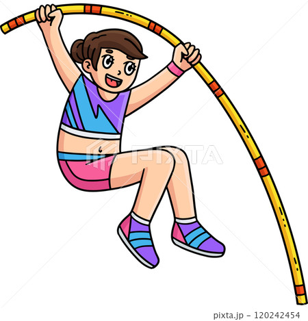 Track and Field Female Pole Vaulting Clipart 120242454