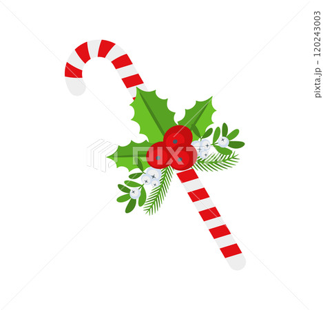 Christmas Candy Cane. Design element for door wreath Christmas Candy Cane. Design element for door wreath 120243003