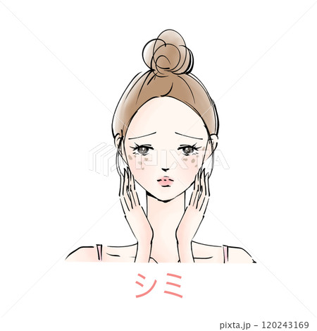 女性　シミ　肌トラブル 120243169