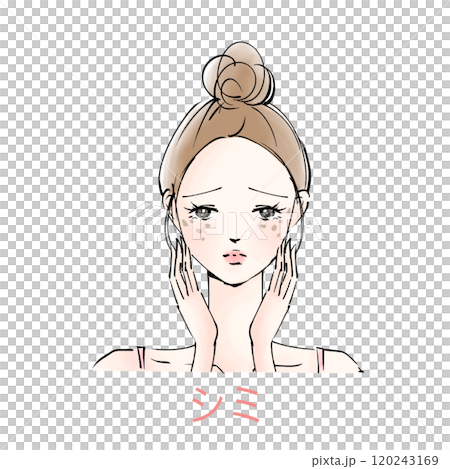 女性　シミ　肌トラブル 120243169