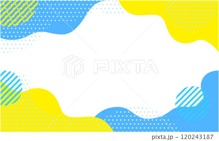 ポップな幾何学模様の背景素材 04 水色 青 黄色 120243187