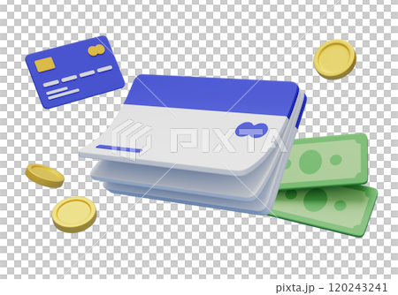 bankbook with credit card and money 3D graphic bankbook with credit card and money 3D graphic 120243241