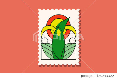 illustration postcard minimalist style flower 120243322