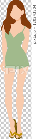 一個穿著夏天衣服的女人的插圖 一個穿著夏天衣服的女人的插圖 120243504