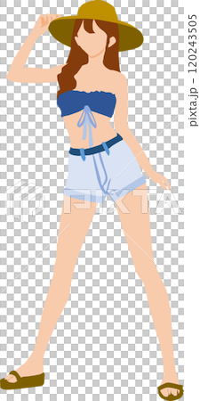 Illustration of a woman wearing summer clothes Illustration of a woman wearing summer clothes 120243505