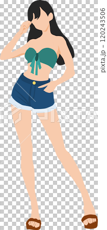 一個穿著夏天衣服的女人的插圖 一個穿著夏天衣服的女人的插圖 120243506
