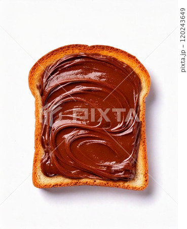 Toast with creamy chocolate spread, perfect for breakfast or a sweet snack. 120243649