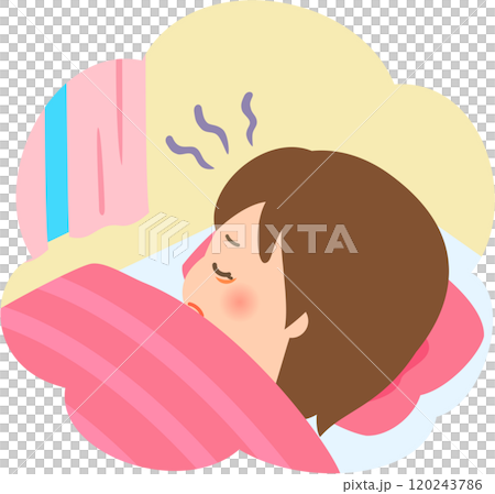 一個女人睡在蒲團裡，白天看起來很疲憊 120243786
