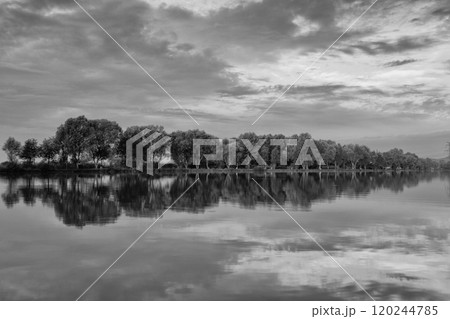 Autumn reflection on the fishing pond in Central Bohemian Highlands Autumn reflection on the fishing pond in Central Bohemian Highlands 120244785