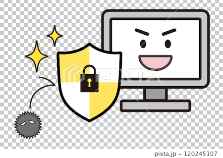 Illustration of a computer infected with a virus Illustration of a computer infected with a virus 120245107