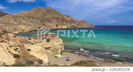 Beach of La Isleta del Moro, Cabo de Gata-Nijar Natural Park, Spain Beach of La Isleta del Moro, Cabo de Gata-Nijar Natural Park, Spain 120245228
