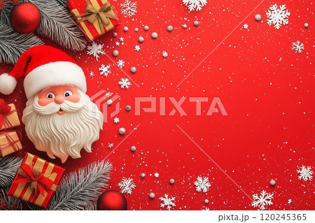 Christmas red background with Santa Clausのイラスト素材 [120245365] - PIXTA