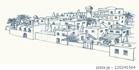 Vector drawing. Old arabic city 120245564