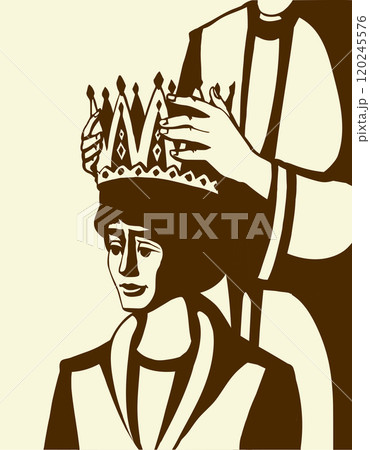 Vector drawing. Hands holds a crown Vector drawing. Hands holds a crown 120245576