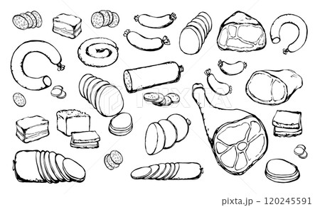 Meat production. Vector drawing food 120245591