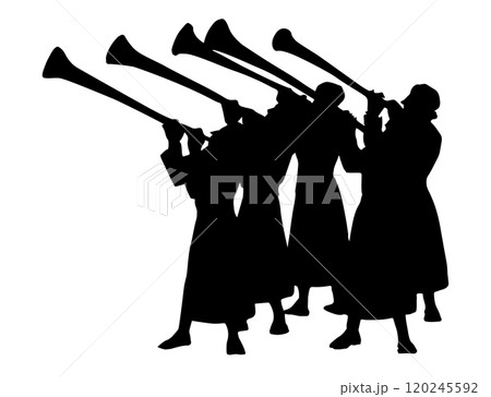 Vector drawing. People bowing befor king 120245592