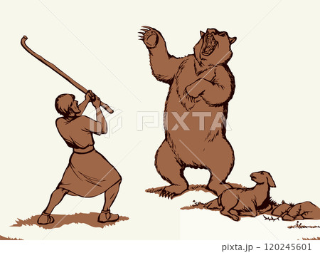 Vector drawing. An angry bear stands and growls 120245601