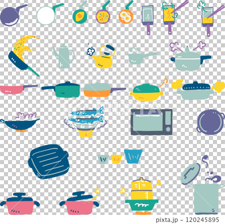 一套時尚炊具庫存插畫素材 120245895