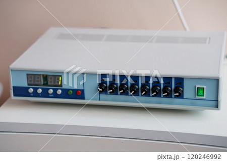 Modern Multipurpose Audio Control Unit with Digital Display and Multiple Knobs 120246992