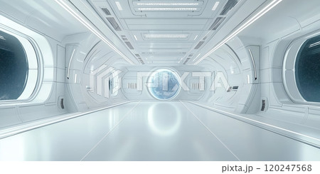 Futuristic showroom, spaceship interior 120247568