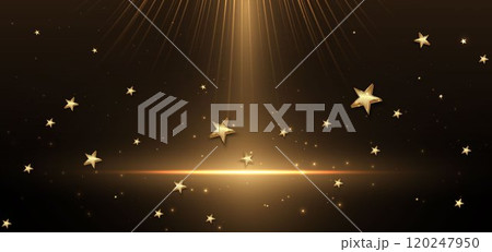 Abstract elegant gold glowing line with lighting effect sparkle on black background. 120247950