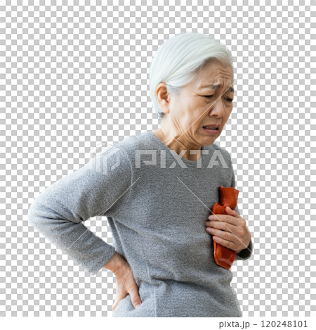 腰痛に苦しむ高齢の女性 120248101