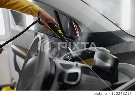 Steam cleaning of car interior innovative technology with minimal time costs Steam cleaning of car interior innovative technology with minimal time costs 120248217