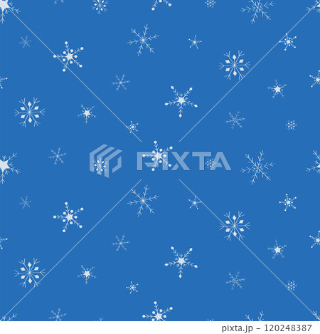 Seamless pattern Snowflake doodle style icons for winter design. Vector illustration hand drawn. Winter background Seamless pattern Snowflake doodle style icons for winter design. Vector illustration hand drawn. Winter background 120248387