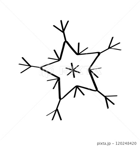 Snowflake doodle style icon for winter design. Vector illustration hand drawn isolated on white background. 120248420