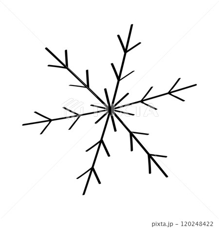 Snowflake doodle style icon for winter design. Vector illustration hand drawn isolated on white background. Snowflake doodle style icon for winter design. Vector illustration hand drawn isolated on white background. 120248422