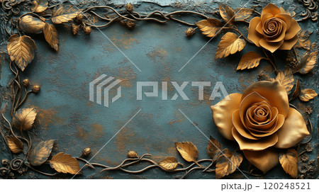 アンティークなバラの背景フレーム 120248521