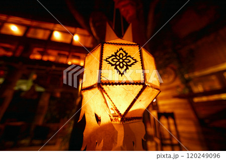 Thai style lanterns made with paper for decoration. Thai style lanterns made with paper for decoration. 120249096
