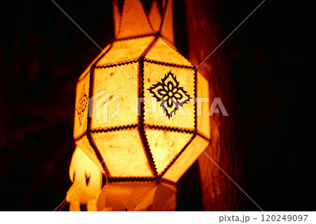Thai style lanterns made with paper for decoration. Thai style lanterns made with paper for decoration. 120249097